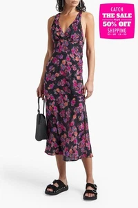 PVP €630 IRO Vestido Midi de Seda FR36 US4 UK8 S Floral Cruzado Espalda Abertura Laterales - Imagen 1 de 5