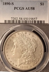 1890 S MORGAN DOLLAR - PCGS AU58 - Picture 1 of 3