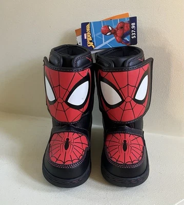 NEW $38 Marvel Spiderman Light-up Snow/Winter Boots Toddler Boys Size 6 - Image 1 of 4