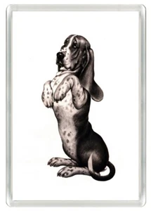 BASSET HUND BETTELNDER HUND KUNST NEUHEIT KÜHLSCHRANKMAGNET TOLLES GESCHENK - Bild 1 von 1