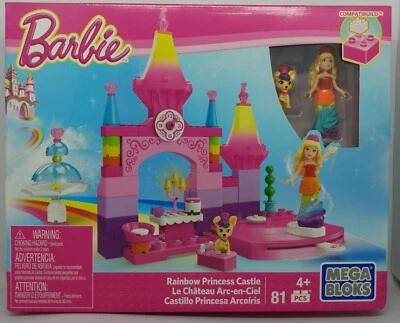 Mega Bloques Barbie Arco Iris Princesa Castillo 81 Piezas con Juego de Juguetes de Construcción de Cachorros Foto 1 de 3