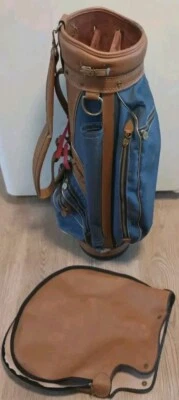  Vintage Hot-Z   Blue & Tan Golf Cart Bag With Rain Cover - Image 1 of 4