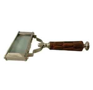 Lupe Art Deko Vergrößerungsglas eckige Lesehilfe mit Bein Griff 15 cm - Bild 1 von 4