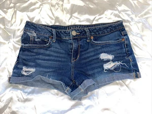 Aeropostale Distressed Sexy Shorty Shorts Denim Jean Designed In NYC Woman Sz 6 - Picture 1 of 11