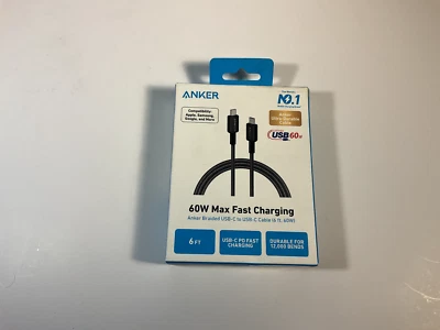 ANKER Braided Charging Cable USB Type C 6ft High Speed Apple Samsung Google - Image 1 of 4