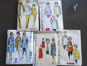 Late 50s/Early 70s Maternity Patterns, Lot of 5 size 12-16, Dresses/Tops/Bottoms - Picture 1 of 7