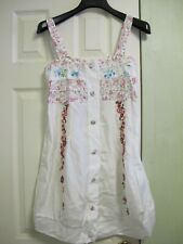 Summer Floral Embellishment Smocked Balloon Mini Dress w Pockets One Size S/M