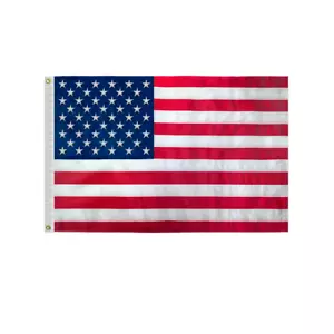 Cotton USA-American Flag:  Embroidered Star|Sewn Stripes|Brass Grommets- US Flag - Picture 1 of 25