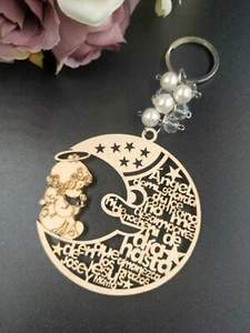 Llavero de madera de 12 piezas para niña ángel bautismo corte láser favor recuerdo de bautizo - Imagen 1 de 2