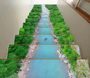 3D Fluss H107 Stair Risers Dekoration Fototapete Vinyl Aufkleber Tapete E - Picture 1 of 6