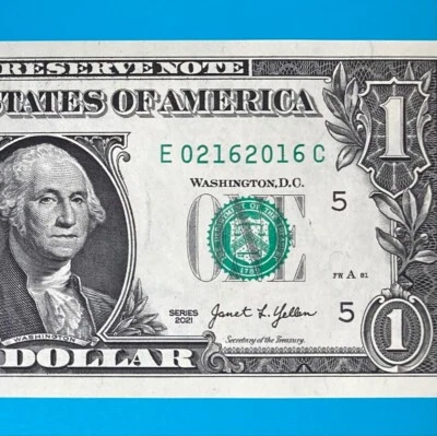 February 16, 2016 (E 02162016 C) BIRTHDAY Note $1 One Dollar Bill *UNC* - Image 1 of 4