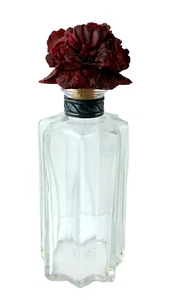 Acquachiara Italian Perfume Decorative Bottle Clear with Red Roses Cork Stopper - Picture 1 of 12