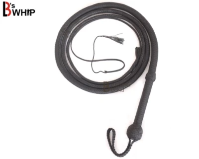 Indiana Jones Bull Whip 6 to 12 Foot 12 Strands Black Nylon Para-cord Bullwhip