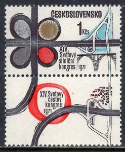 2020 - CZECHOSLOVAKIA 1971 - World Road Congress - MNH Set + Label - Picture 1 of 2