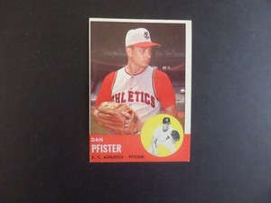 1963 TOPPS DAN PFISTER ATHLETICS BASEBALL CARD #521 HI EX BV $30.00 #63