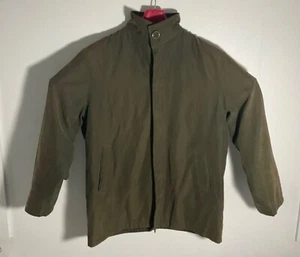 Giorgio Armani Mens Olive Green Jacket L Lightweight Cotton Blend Checkered Lini - Picture 1 of 3
