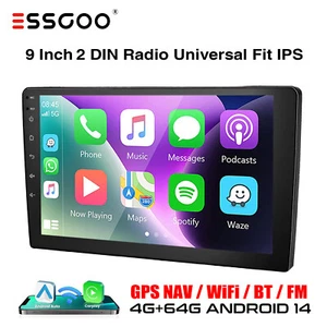9" Android 14 4+64G Carplay Car Stereo Head Unit Radio Touch Screen GPS NAV 2DIN - Picture 1 of 11