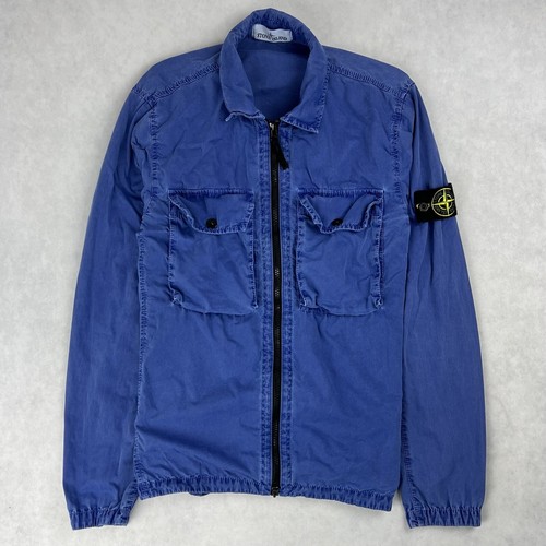 Stone Island sovracamicia full zip blu giacca cappotto piccolo 2489