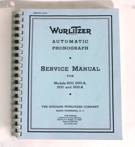 Wurlitzer Model 600, 600-A, 500 and 500-A Jukebox Service Manual, Reprint - Picture 1 of 1