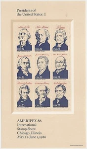 US 2216 Ameripex'86 Presidents 22c sheet 9 MNH 1986 - Picture 1 of 1