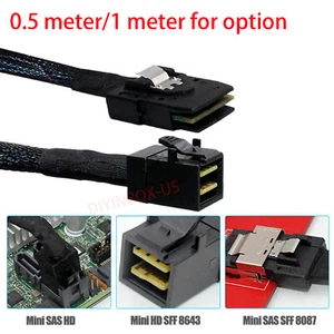 36pin Mini SAS HD SFF-8643 to 36pin SAS SFF-8087 Data Connector Cable 0.5M/1M - Picture 1 of 14
