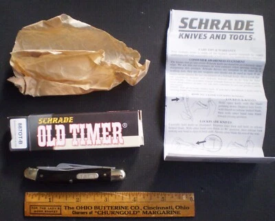 Schrade 3 лезвия старый таймер карманный нож гудок ручки неиспользованный в оригинальной коробке - Изображение 1 из 4