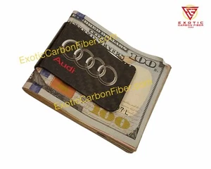 Audi REAL Carbon Fiber Money clip in 2x2 Gloss *Top Quality* - Picture 1 of 1
