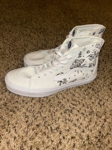 NUOVO Taglia 12 VANS Sk8 Ciao Non Identificato U Paint Vero Bianco