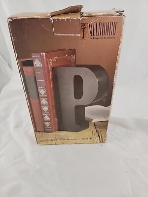 Melannco Keeper Of Memories Black Finish Decorative Intial "P" Bookend Open Box - Image 1 of 4
