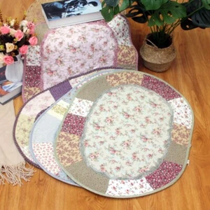 shabby cotton quilted oval floor door mat rug runner anti-slip 15"x23" 19"x27" - Picture 1 of 23