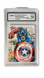 2011 Marvel Universe SketchaFEX Sketch Card Captain America Eddie Wagner 1/1 💎 - Picture 1 of 3