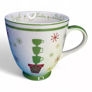Starbucks 2006 Coffee Holiday Mug Cup Large 16oz Red & Green Accents Footed - Picture 1 of 7