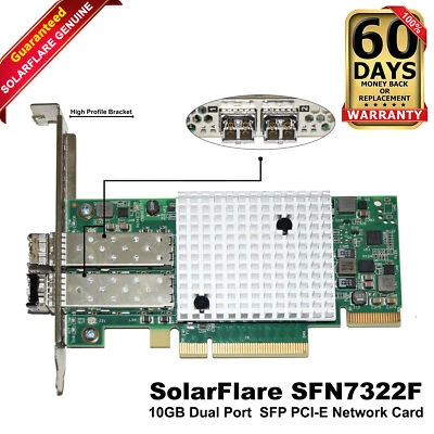SolarFlare SFN7322F 10GbE Dual Port SFP+ PCIe 3.0 Network Adapter High Profile - Image 1 of 4