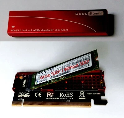 NVMe M.2 M Key PCI Express x16 Adapter Karte | für SSD | Mac Pro | Mit Kühler