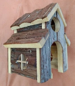 Kleintierhaus Hamsterhaus Holzhaus H=19 cm und Röhre=4 cm für Maus und Hamster - Bild 1 von 7
