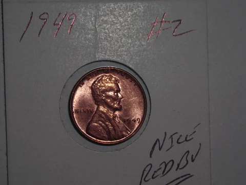 wheat penny 1949 RED BU 1949-P LOT #2 LINCOLN CENT SHARP UNC RED LUSTER Cover