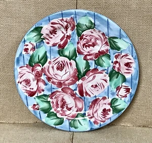 Rose Wall Plate Shabby Floral Hand Painted Cottage Core Romance Italian Pottery - Picture 1 of 6