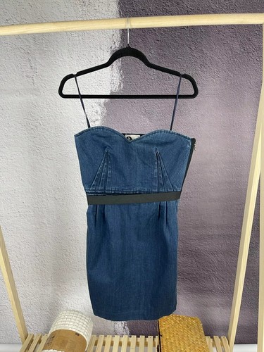 Abito a cuore Lanvin x Acne Studios blu indaco denim taglia 36 Small (US 4)