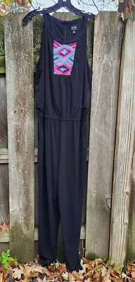 Nicole Miller XL Pants Jumpsuit Women Size X Large Black Sleeveless Pantsuit - Image 1 of 4