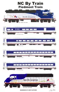 NC By Train Piemont 11"x17" Poster von Andy Fletcher signiert - Bild 1 von 1
