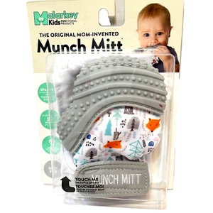 Malarkey Kids The Original Mom Invented Baby Munch Mitt Gray Forest New - Picture 1 of 4