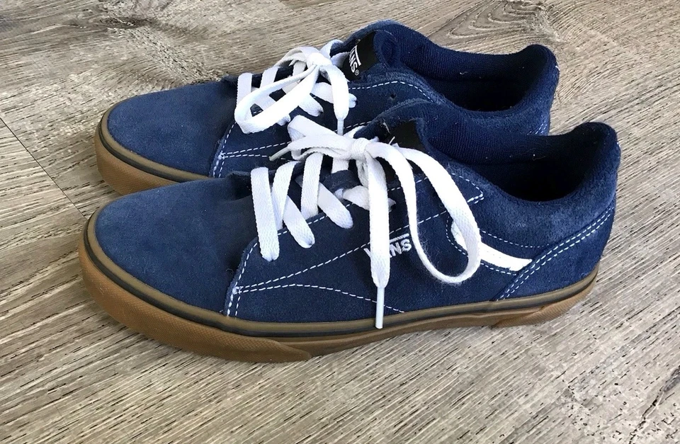 Vans Jóvenes Niños Talla 4 Zapatos Gamuza Tenis Azul Marino/Goma Con Cordones Informales Foto 1 de 4