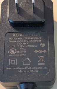 SCTCL (Shenzhen)   AC/ DC Adapter Model #CW1202000US Output 12VDC..2000mA - Picture 1 of 4