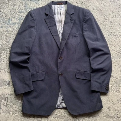 ETRO Navy Striped Cotton Blazer Size 52 Made in italy - Image 1 of 4