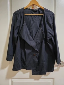 NIC by NICOLA WAITE Black Stretch Cotton Sateen Jacket, Size 6 18 20 Lightweight - Picture 1 of 7