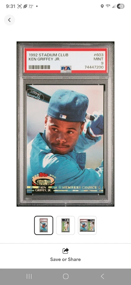 1992 Topps Stadium Club - выбор членов Ken Griffey Jr #603 - Изображение 1 из 3