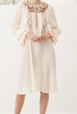 Vestido de crochê e bordado antigo Batik COLAS NOVO COM ETIQUETAS tamanho G - Imagem 1 de 4