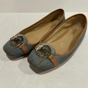 Michael Kors Woman’s Fulton Denim Leather Ballet Flats Driving Loafers Size 8M - Picture 1 of 10