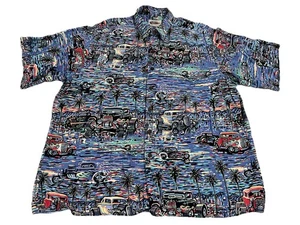 Camisa Reyn Spooner Para Hombres Mediana Arte De Eddy Y Carreras Hawaiano Rayón Coche Grande - Imagen 1 de 5