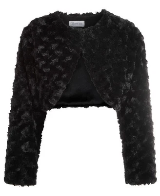NEW Bonnie Jean Girls Size 8 (M) BLACK FAUX FUR Bolero Shrug Sweater Jacket NWT - Image 1 of 2